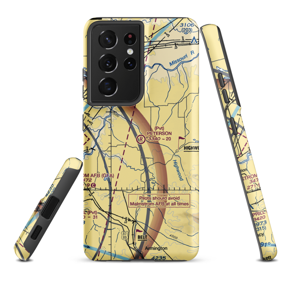 Peterson Ranch Airport (MT77) VFR Sectional Samsung Phone Case Samsung Galaxy S21 Ultra model shown