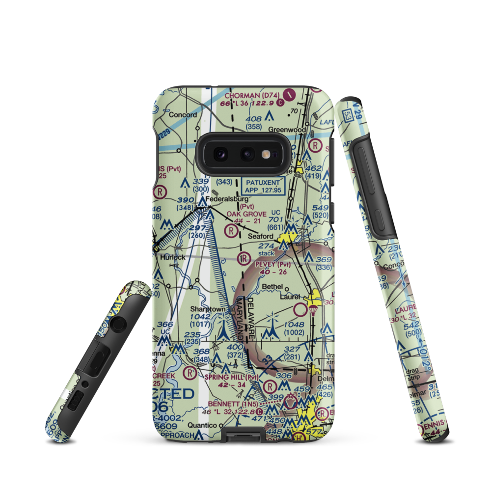 Pevey Airport (DE15) VFR Sectional Samsung Phone Case Samsung Galaxy S10e model shown