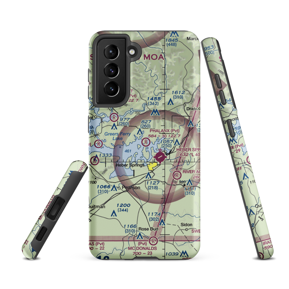 Phalanx Airport (30AR) VFR Sectional Samsung Phone Case Samsung Galaxy S21 FE model shown