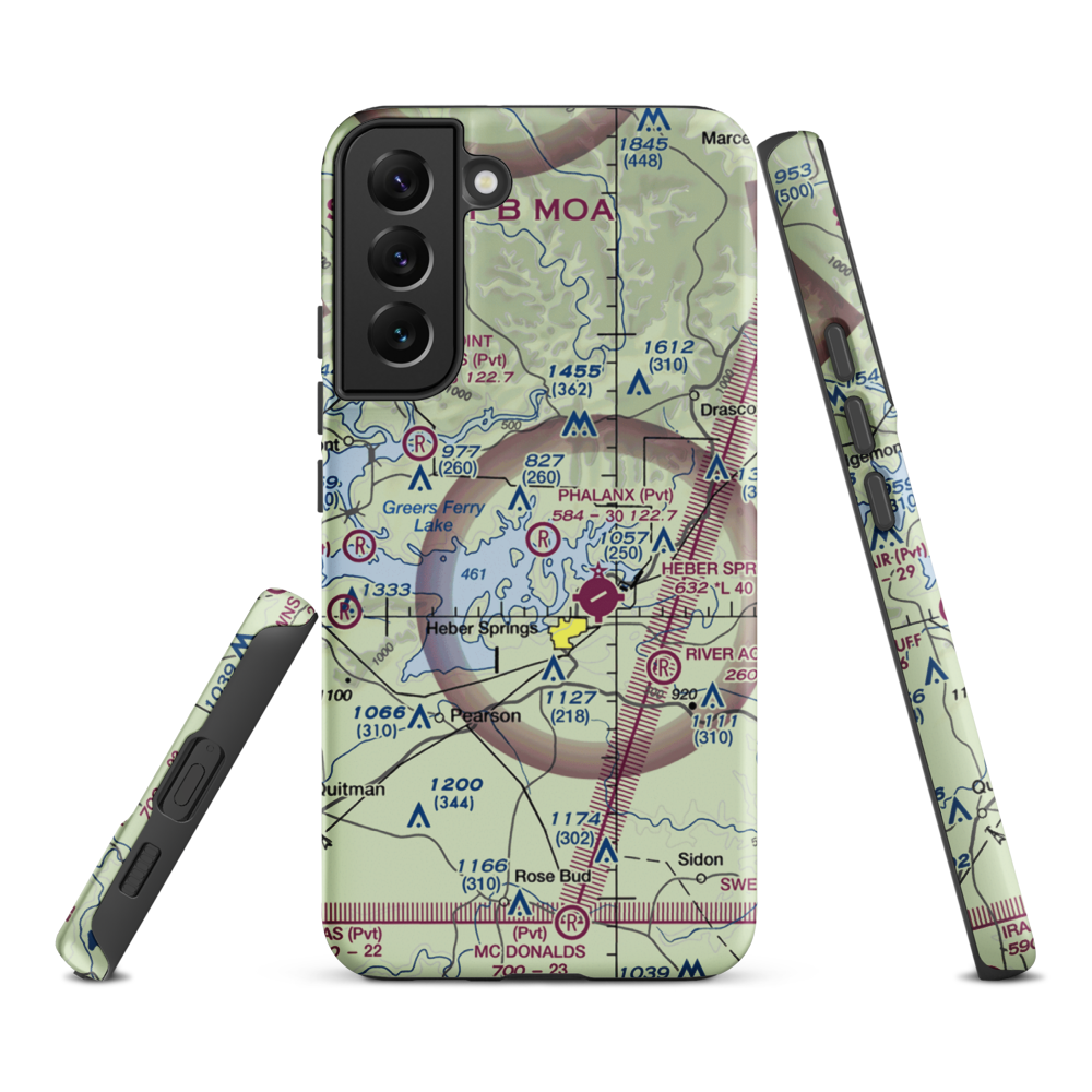 Phalanx Airport (30AR) VFR Sectional Samsung Phone Case Samsung Galaxy S22 Plus model shown