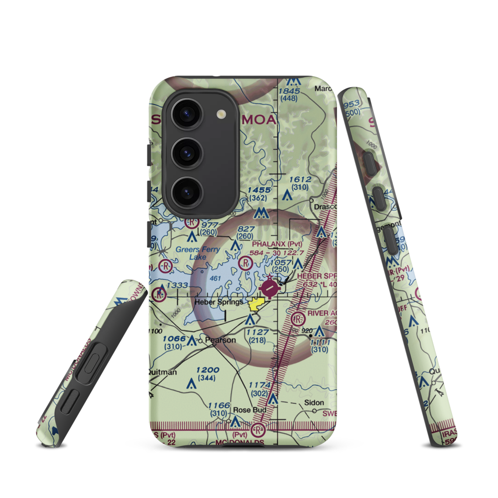 Phalanx Airport (30AR) VFR Sectional Samsung Phone Case Samsung Galaxy S23 model shown