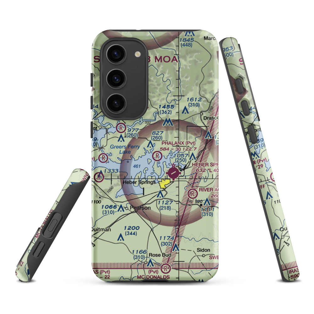 Phalanx Airport (30AR) VFR Sectional Samsung Phone Case Samsung Galaxy S23 Plus model shown