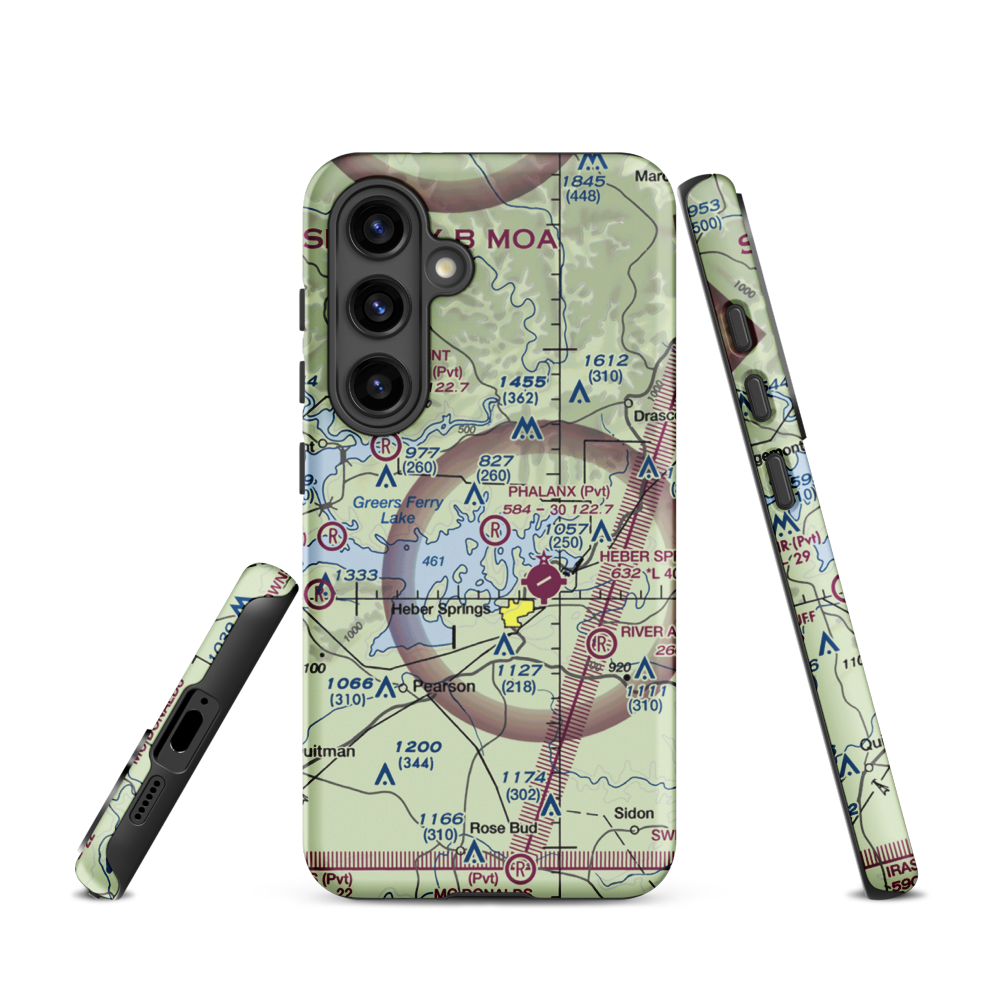 Phalanx Airport (30AR) VFR Sectional Samsung Phone Case Samsung Galaxy S24 model shown