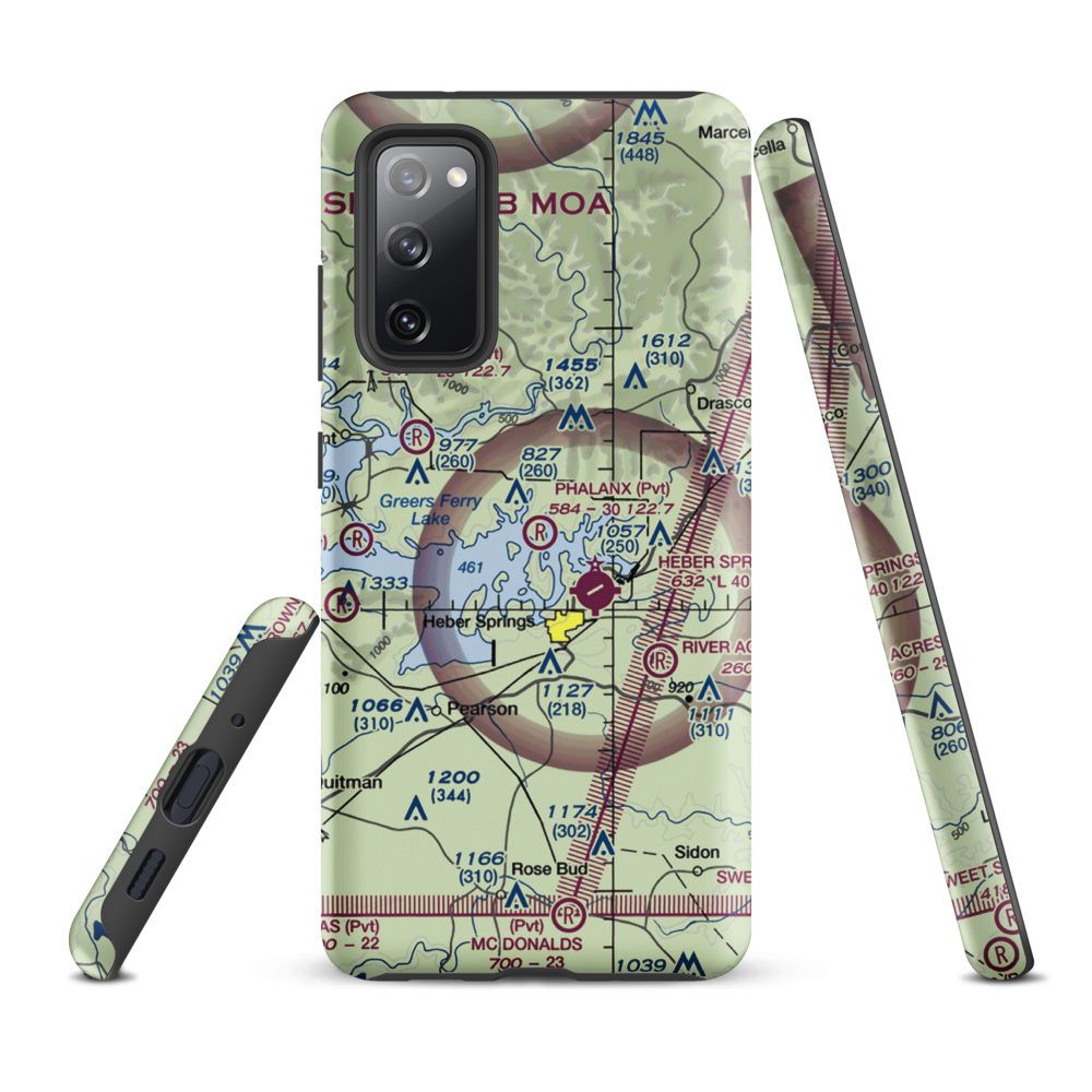 Phalanx Airport (30AR) VFR Sectional Samsung Phone Case Samsung Galaxy S20 FE model shown