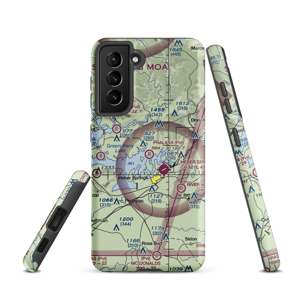 Phalanx Airport (30AR) VFR Sectional Samsung Phone Case Samsung Galaxy S21 model shown