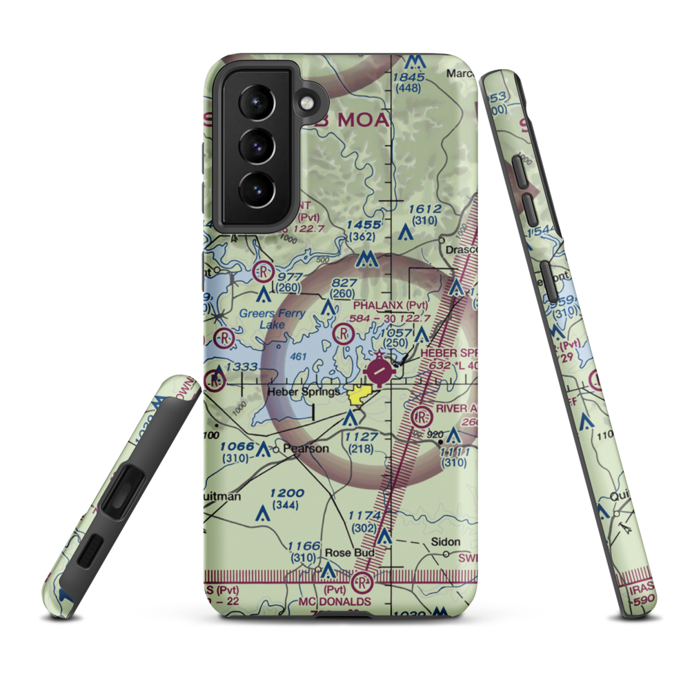 Phalanx Airport (30AR) VFR Sectional Samsung Phone Case Samsung Galaxy S21 FE model shown