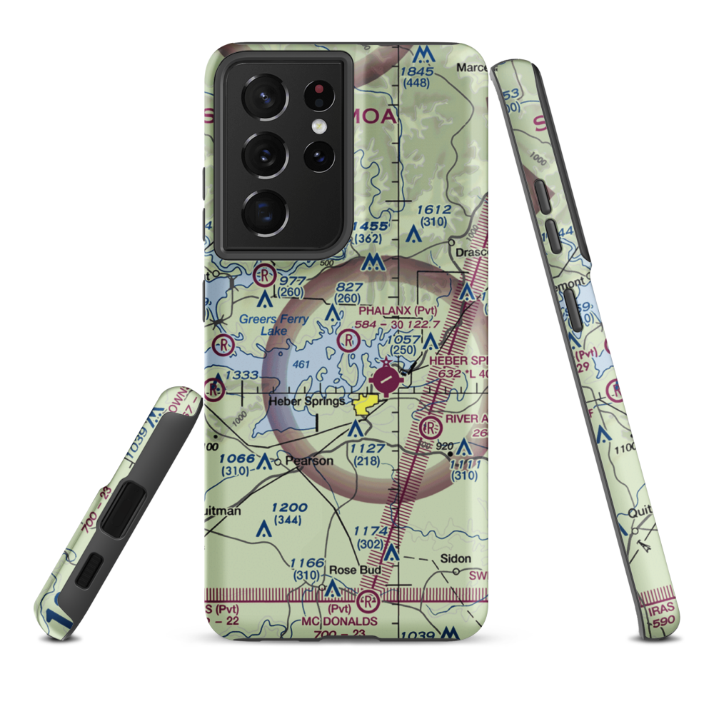 Phalanx Airport (30AR) VFR Sectional Samsung Phone Case Samsung Galaxy S21 Plus model shown