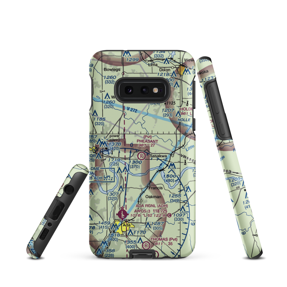 Pheasant Wings Airport (26OK) VFR Sectional Samsung Phone Case Samsung Galaxy S10e model shown