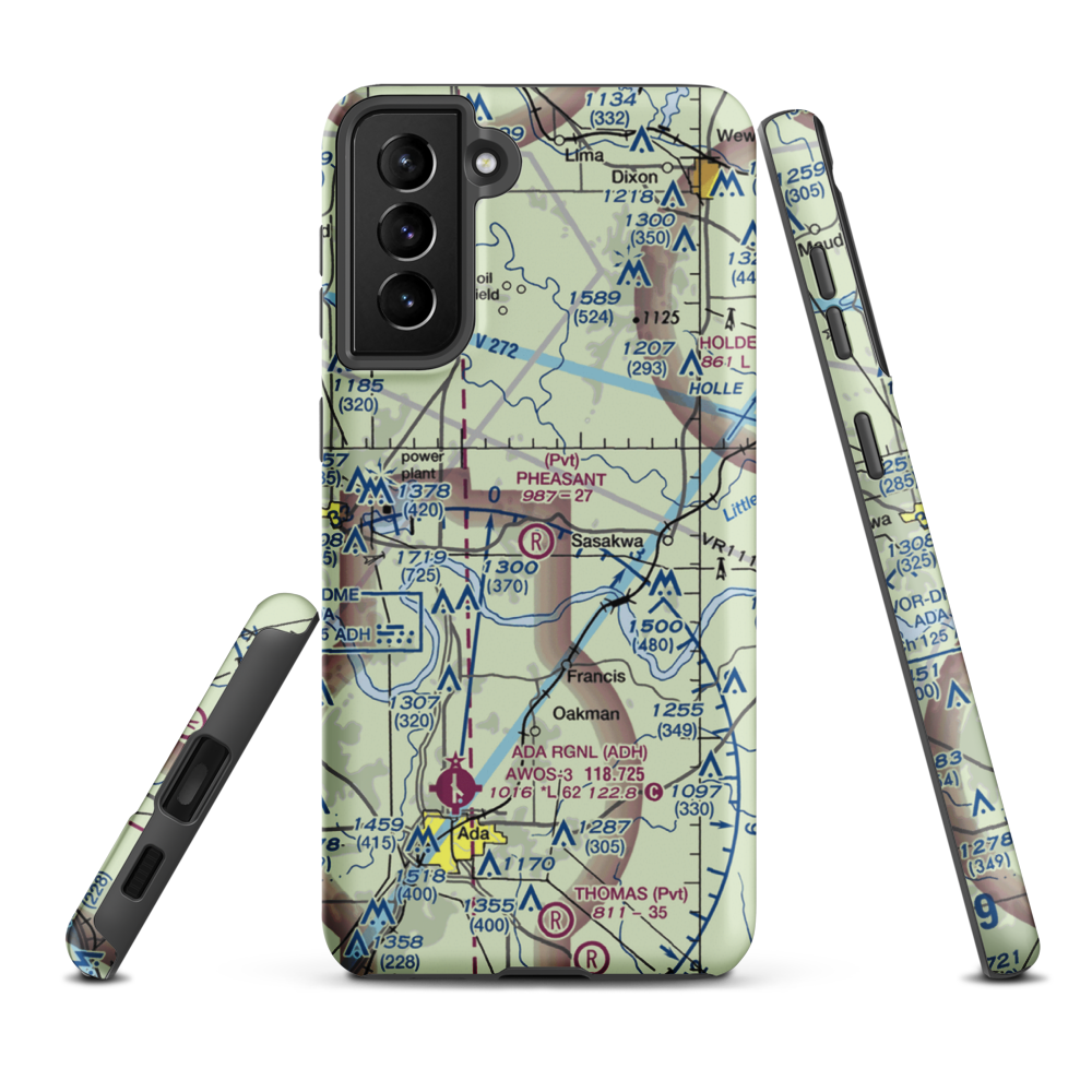 Pheasant Wings Airport (26OK) VFR Sectional Samsung Phone Case Samsung Galaxy S21 FE model shown