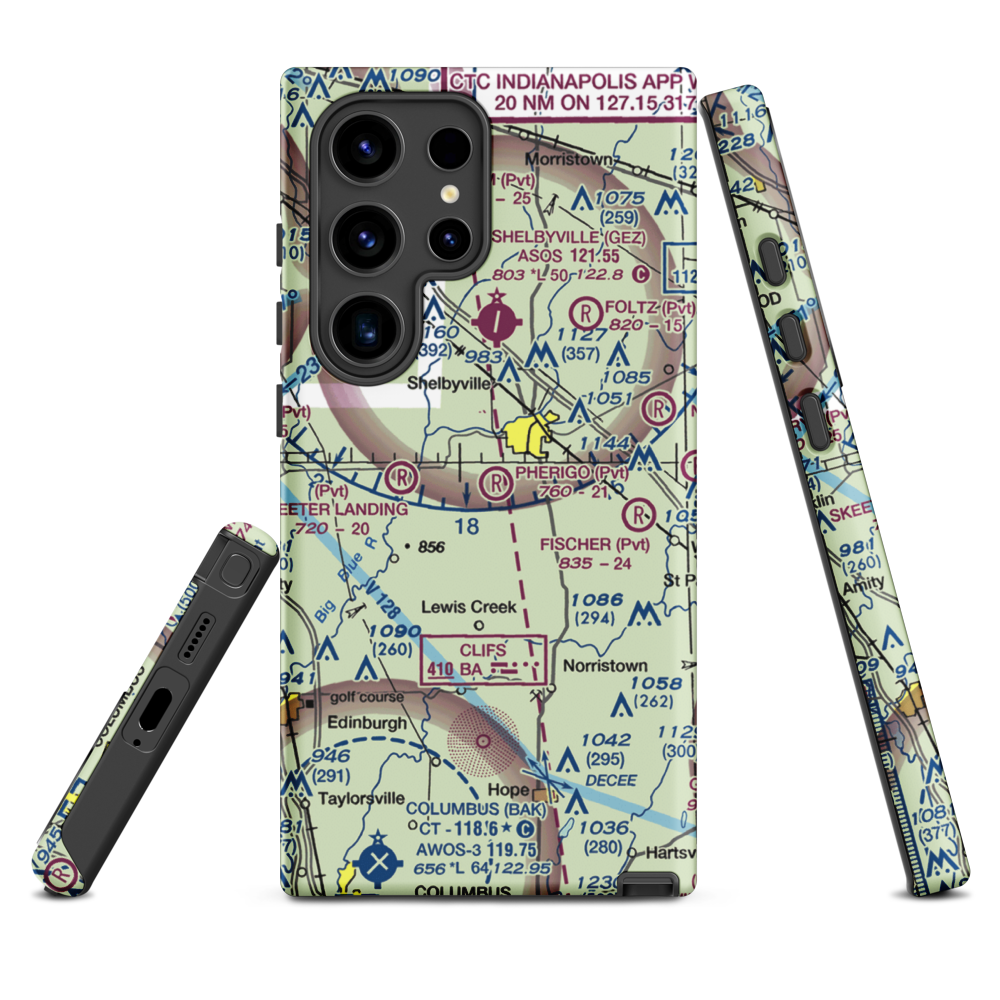 Pherigo Airport (IN49) VFR Sectional Samsung Phone Case Samsung Galaxy S24 Ultra model shown