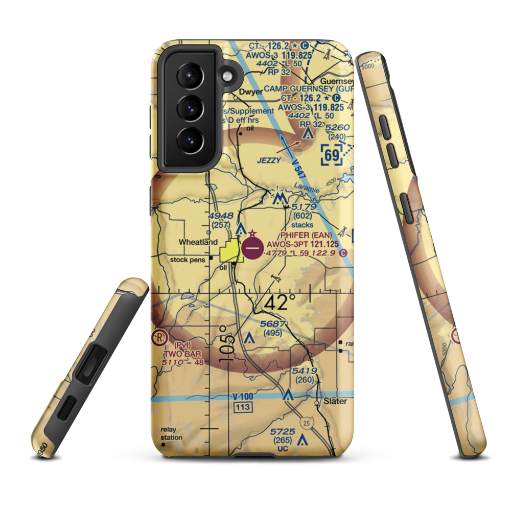 Phifer Airfield (EAN) VFR Sectional Samsung Phone Case Samsung Galaxy S21 FE model shown