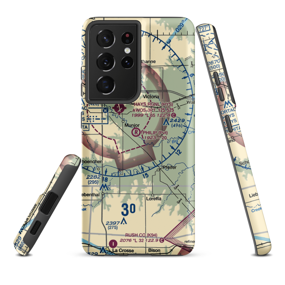 Philip Ranch Airport (73KS) VFR Sectional Samsung Phone Case Samsung Galaxy S21 Plus model shown