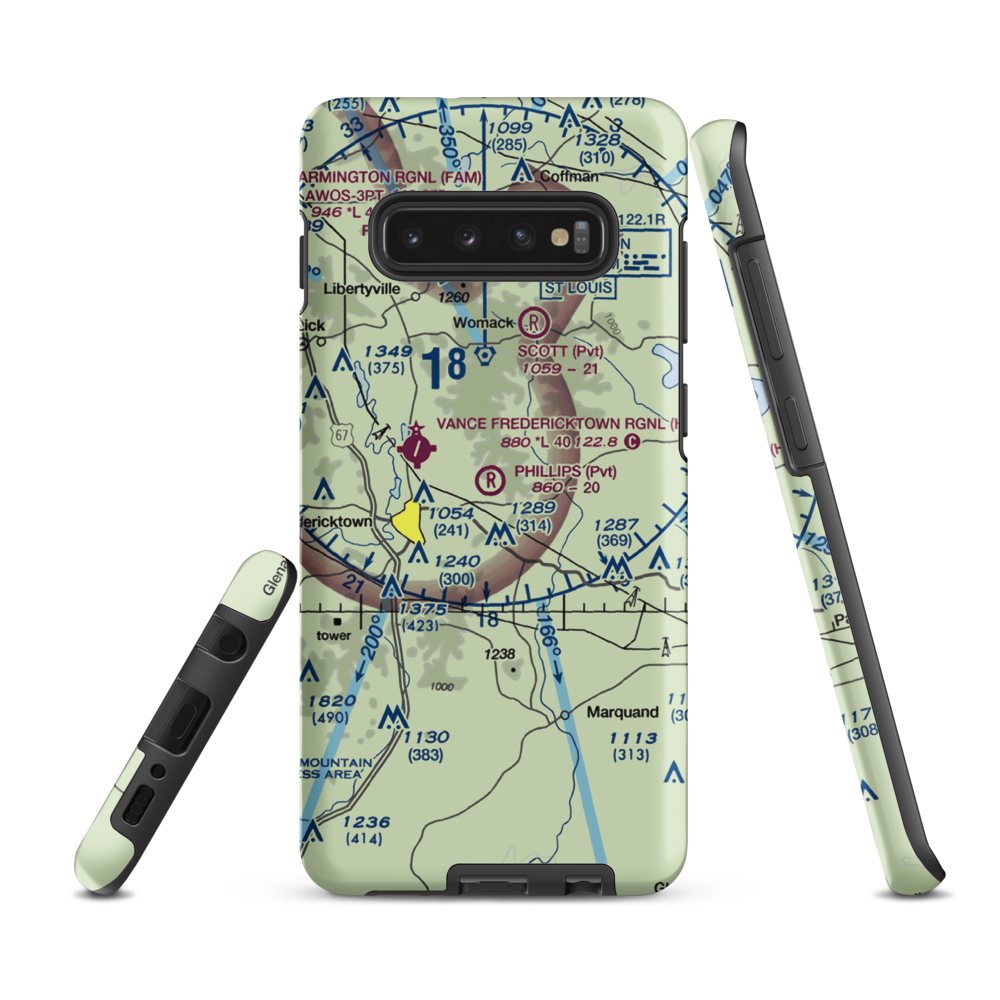 Phillips Airport (32MO) VFR Sectional Samsung Phone Case Samsung Galaxy S10 Plus model shown