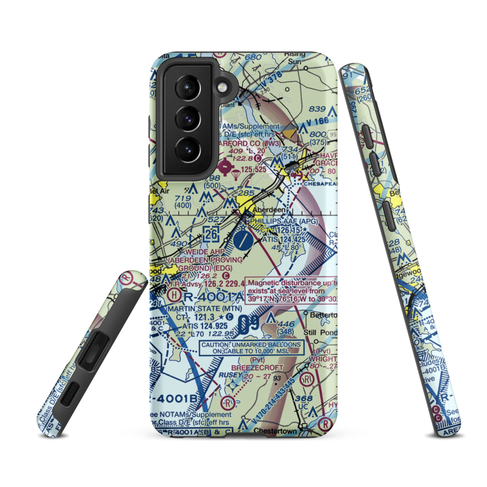 Phillips Army Air Field (APG) VFR Sectional Samsung Phone Case Samsung Galaxy S21 FE model shown