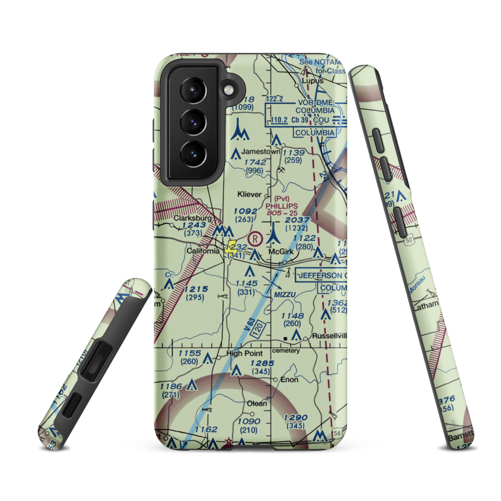 Phillips Field (MO23) VFR Sectional Samsung Phone Case Samsung Galaxy S21 FE model shown