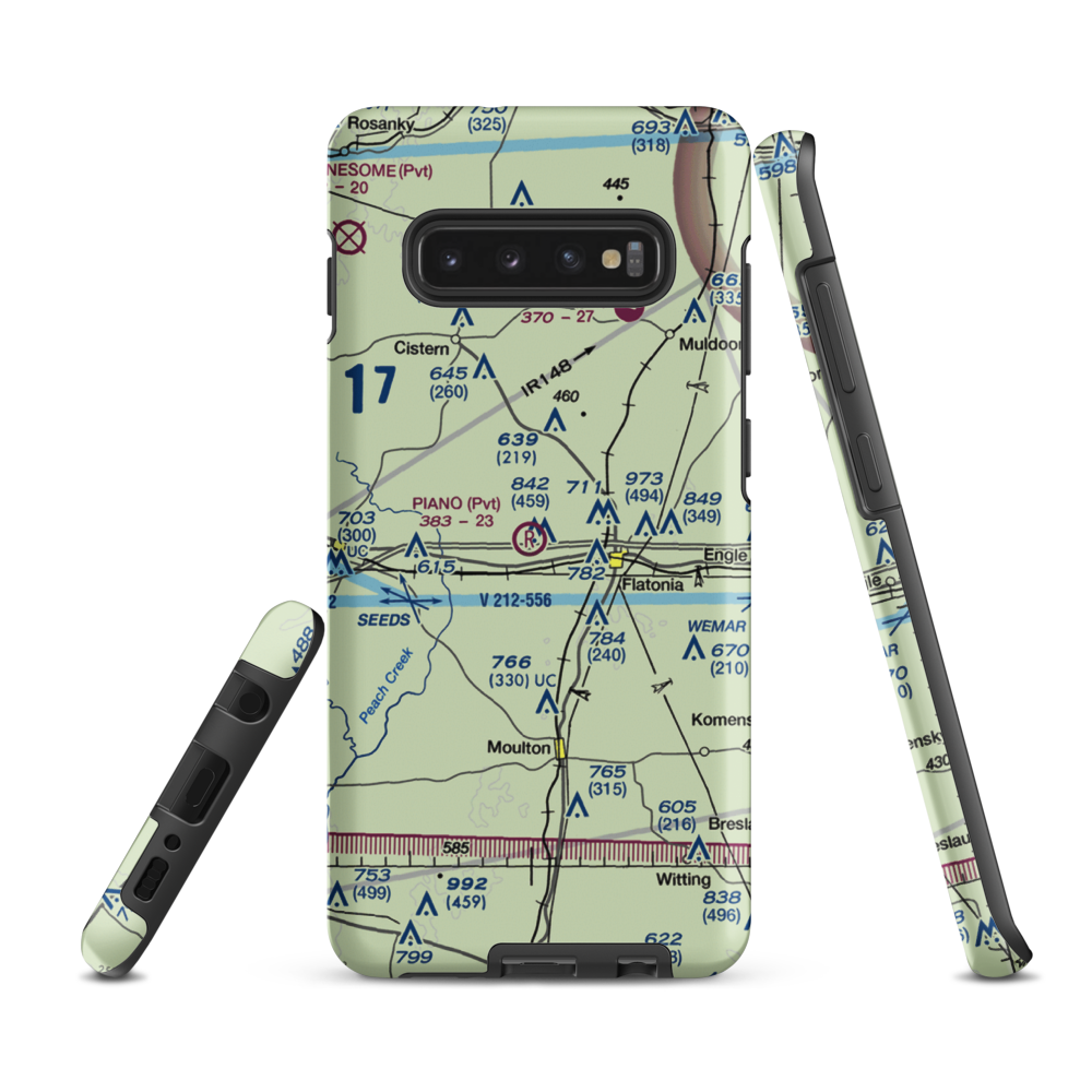 Piano Ranch Airport (2TE5) VFR Sectional Samsung Phone Case Samsung Galaxy S10 Plus model shown