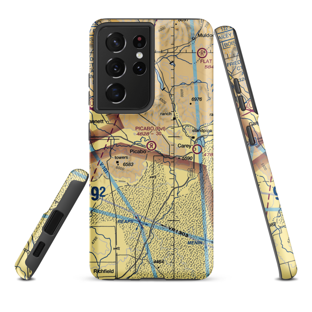 Picabo Airport (ID82) VFR Sectional Samsung Phone Case Samsung Galaxy S21 Plus model shown