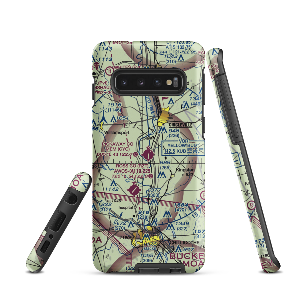 Pickaway County Memorial Airport (CYO) VFR Sectional Samsung Phone Case Samsung Galaxy S10 model shown