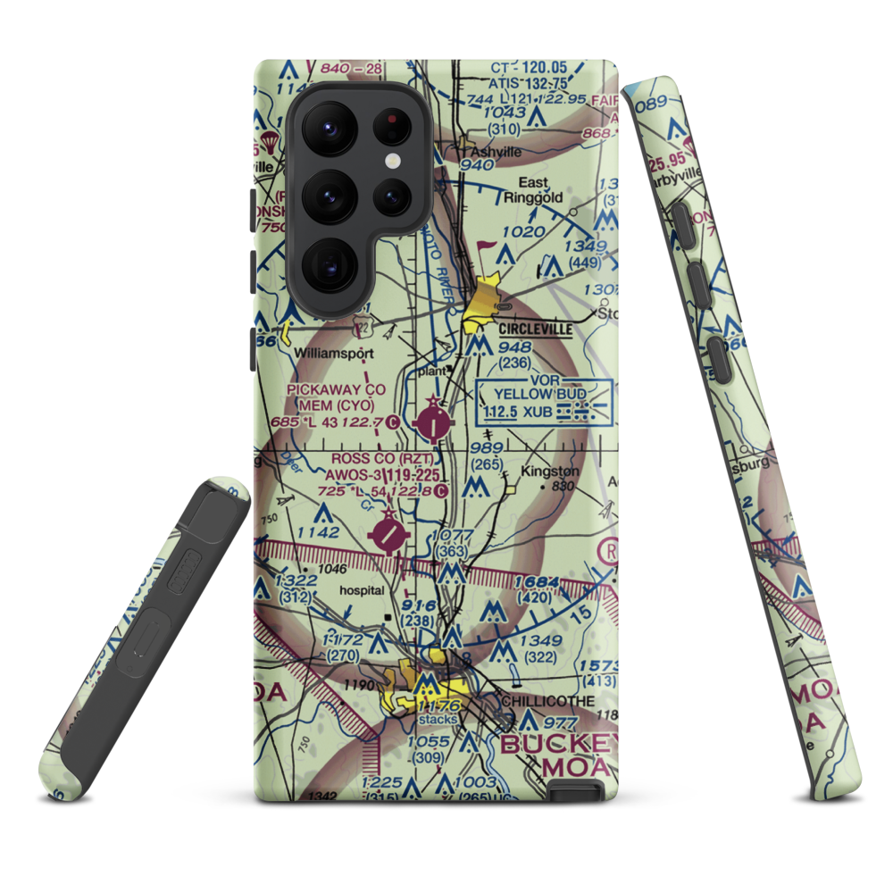 Pickaway County Memorial Airport (CYO) VFR Sectional Samsung Phone Case Samsung Galaxy S22 Ultra model shown