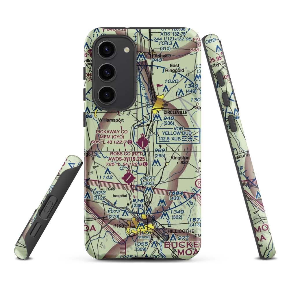 Pickaway County Memorial Airport (CYO) VFR Sectional Samsung Phone Case Samsung Galaxy S23 Plus model shown