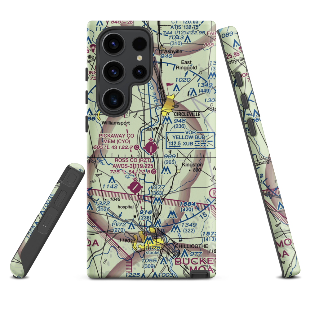 Pickaway County Memorial Airport (CYO) VFR Sectional Samsung Phone Case Samsung Galaxy S23 Ultra model shown
