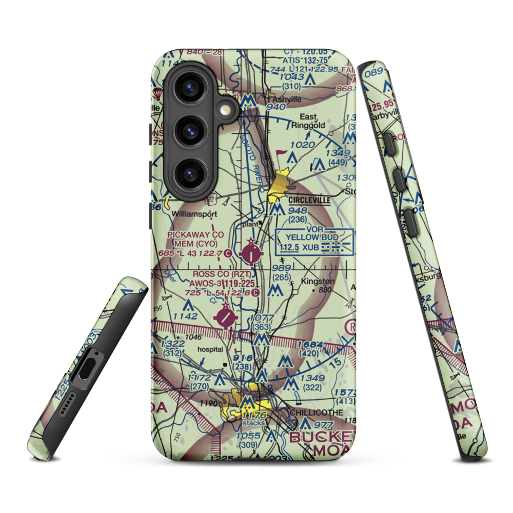 Pickaway County Memorial Airport (CYO) VFR Sectional Samsung Phone Case Samsung Galaxy S24 Plus model shown