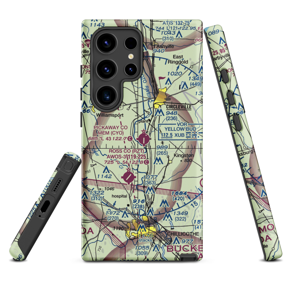 Pickaway County Memorial Airport (CYO) VFR Sectional Samsung Phone Case Samsung Galaxy S24 Ultra model shown