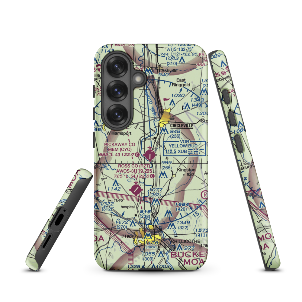 Pickaway County Memorial Airport (CYO) VFR Sectional Samsung Phone Case Samsung Galaxy S25 model shown