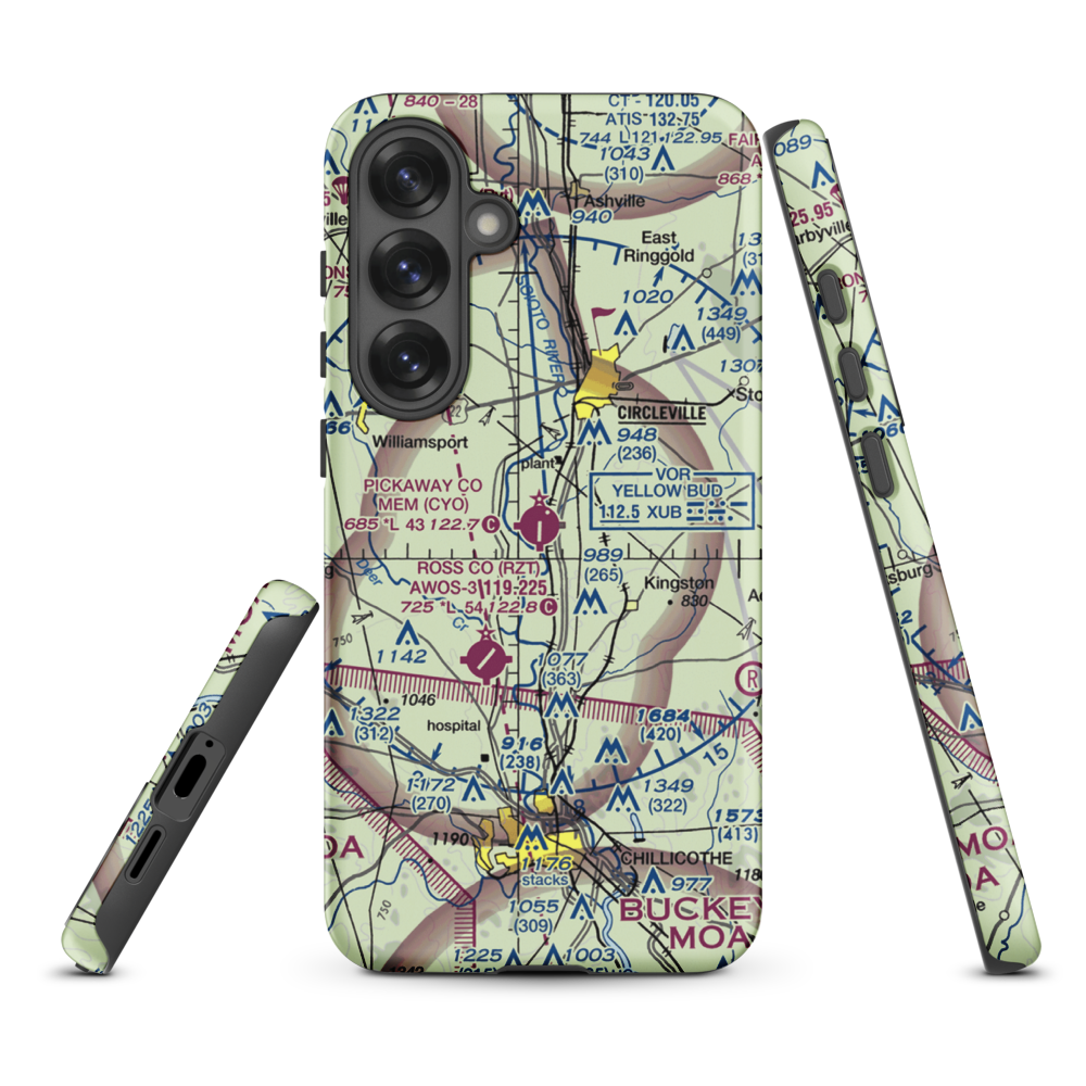 Pickaway County Memorial Airport (CYO) VFR Sectional Samsung Phone Case Samsung Galaxy S25 Plus model shown