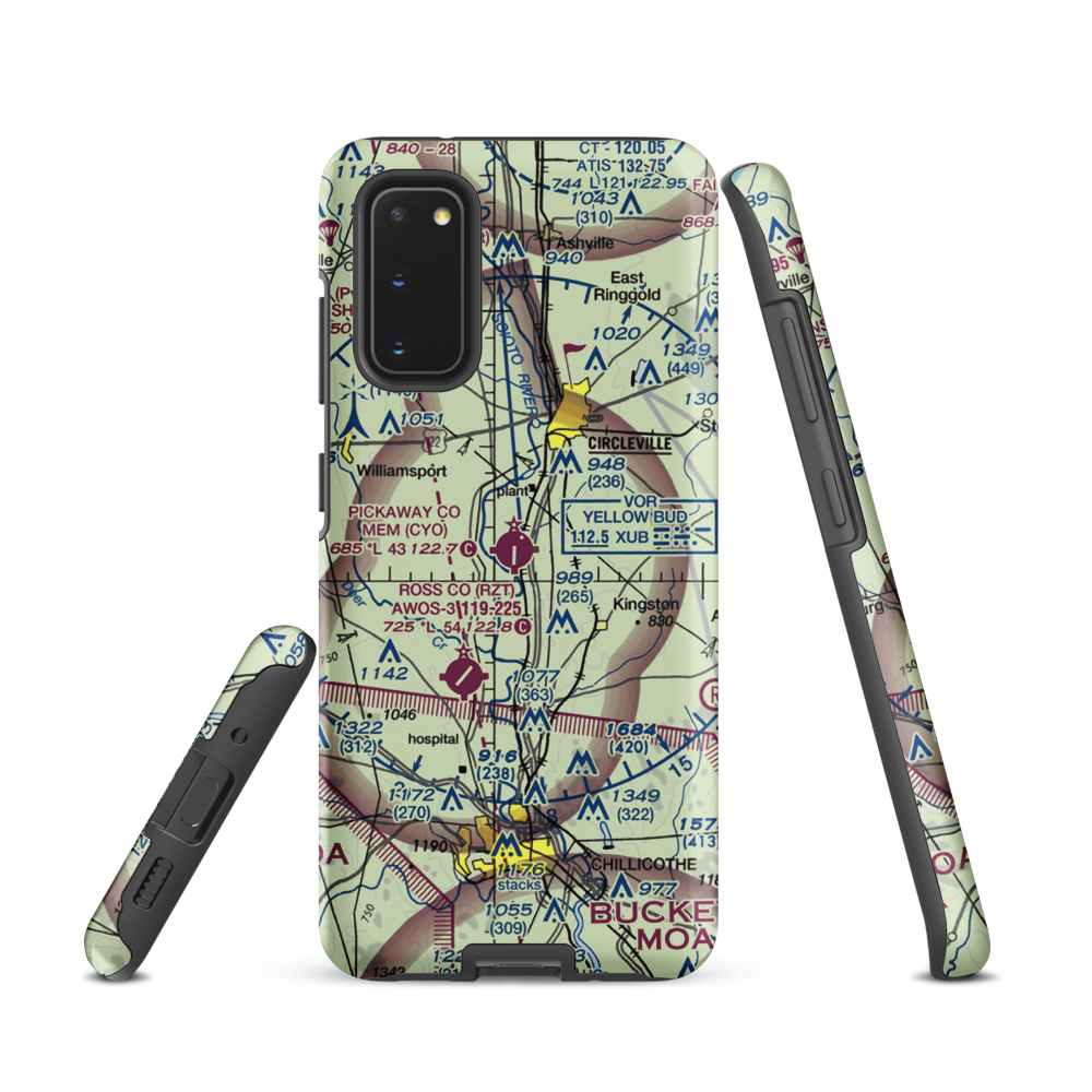 Pickaway County Memorial Airport (CYO) VFR Sectional Samsung Phone Case Samsung Galaxy S20 model shown