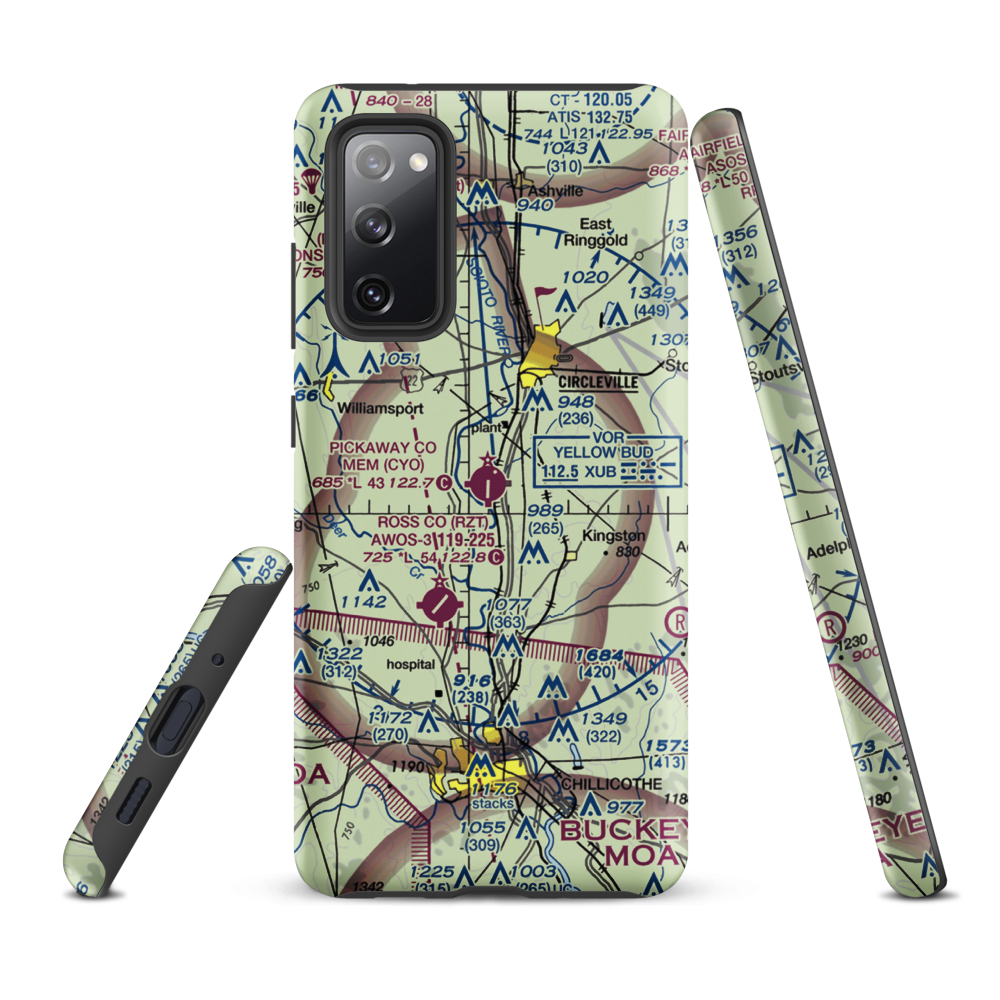 Pickaway County Memorial Airport (CYO) VFR Sectional Samsung Phone Case Samsung Galaxy S20 FE model shown