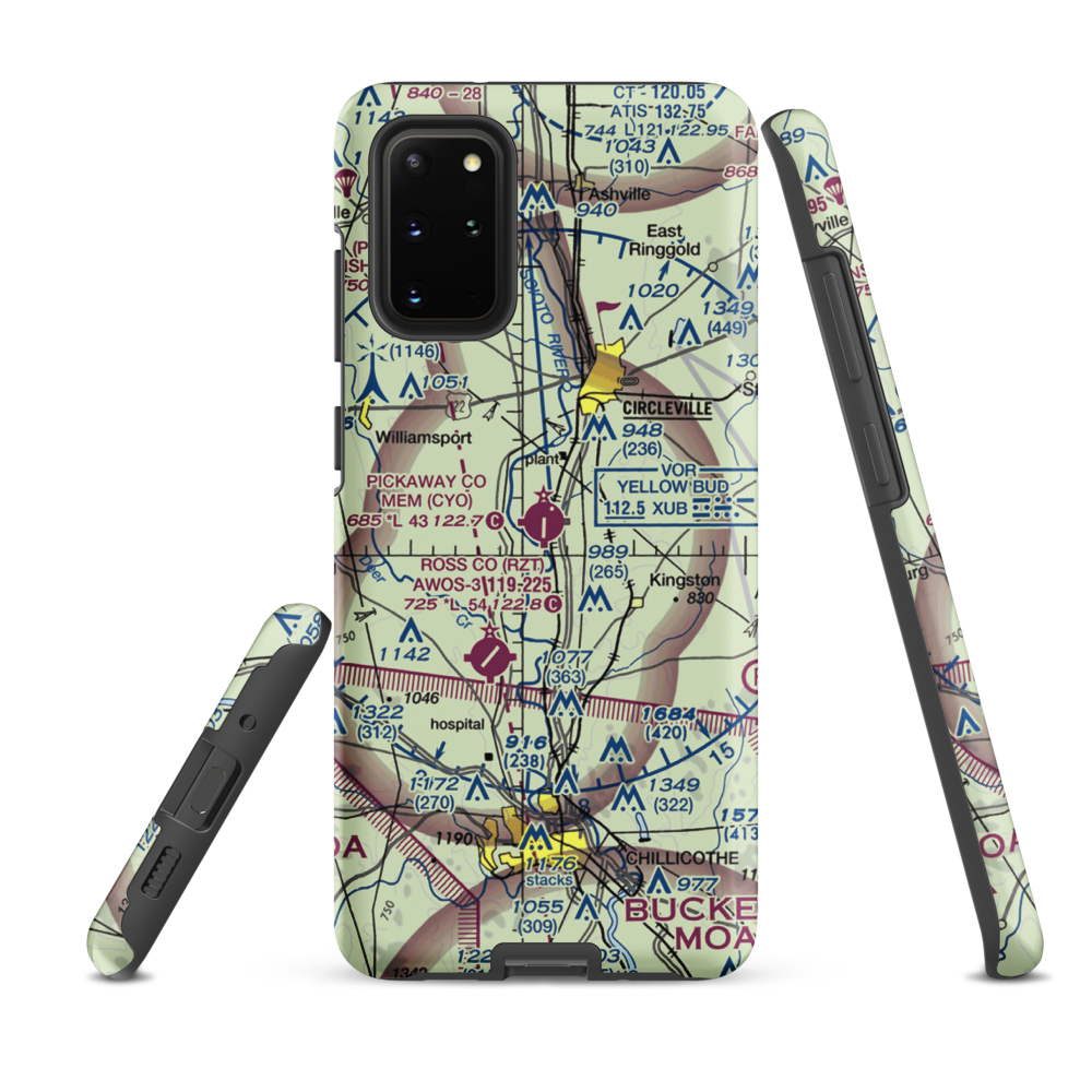 Pickaway County Memorial Airport (CYO) VFR Sectional Samsung Phone Case Samsung Galaxy S20 Plus model shown