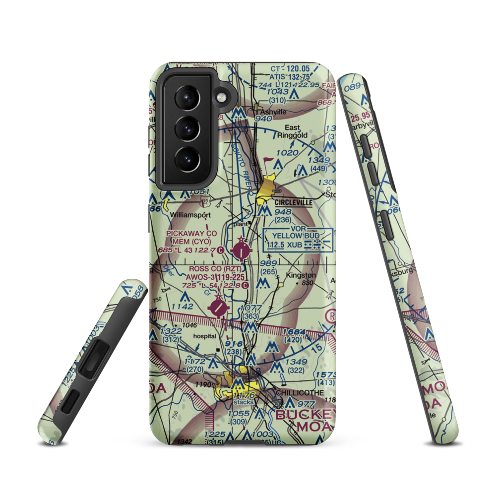 Pickaway County Memorial Airport (CYO) VFR Sectional Samsung Phone Case Samsung Galaxy S21 model shown