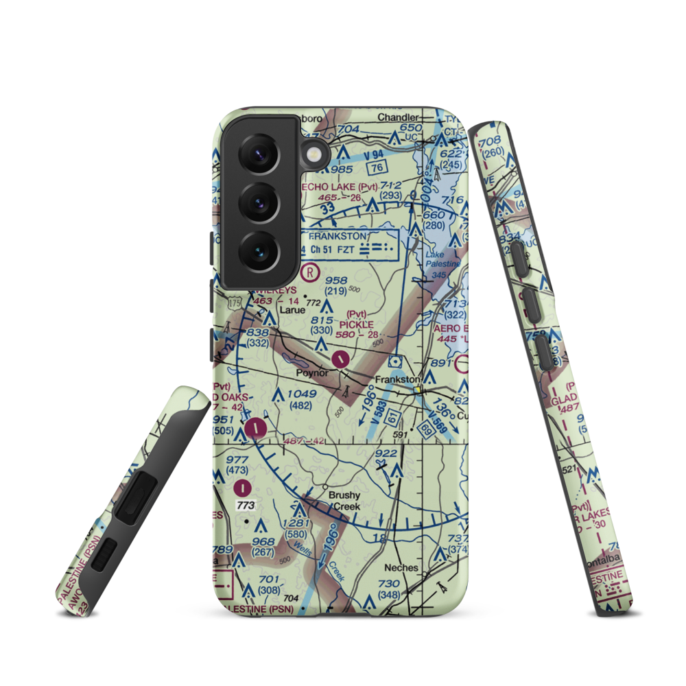 Pickle Plantation Airport (XS91) VFR Sectional Samsung Phone Case Samsung Galaxy S22 model shown