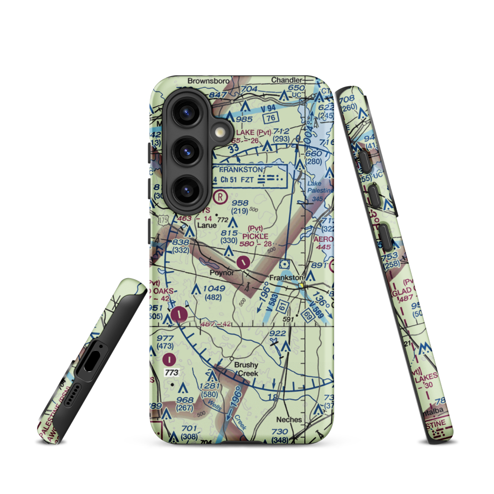 Pickle Plantation Airport (XS91) VFR Sectional Samsung Phone Case Samsung Galaxy S24 model shown