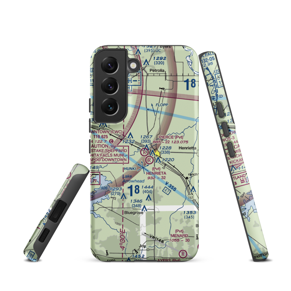 Pierce Airport (TE10) VFR Sectional Samsung Phone Case Samsung Galaxy S22 model shown
