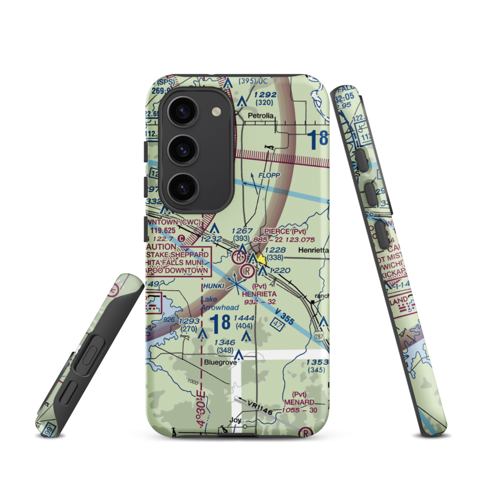 Pierce Airport (TE10) VFR Sectional Samsung Phone Case Samsung Galaxy S23 model shown