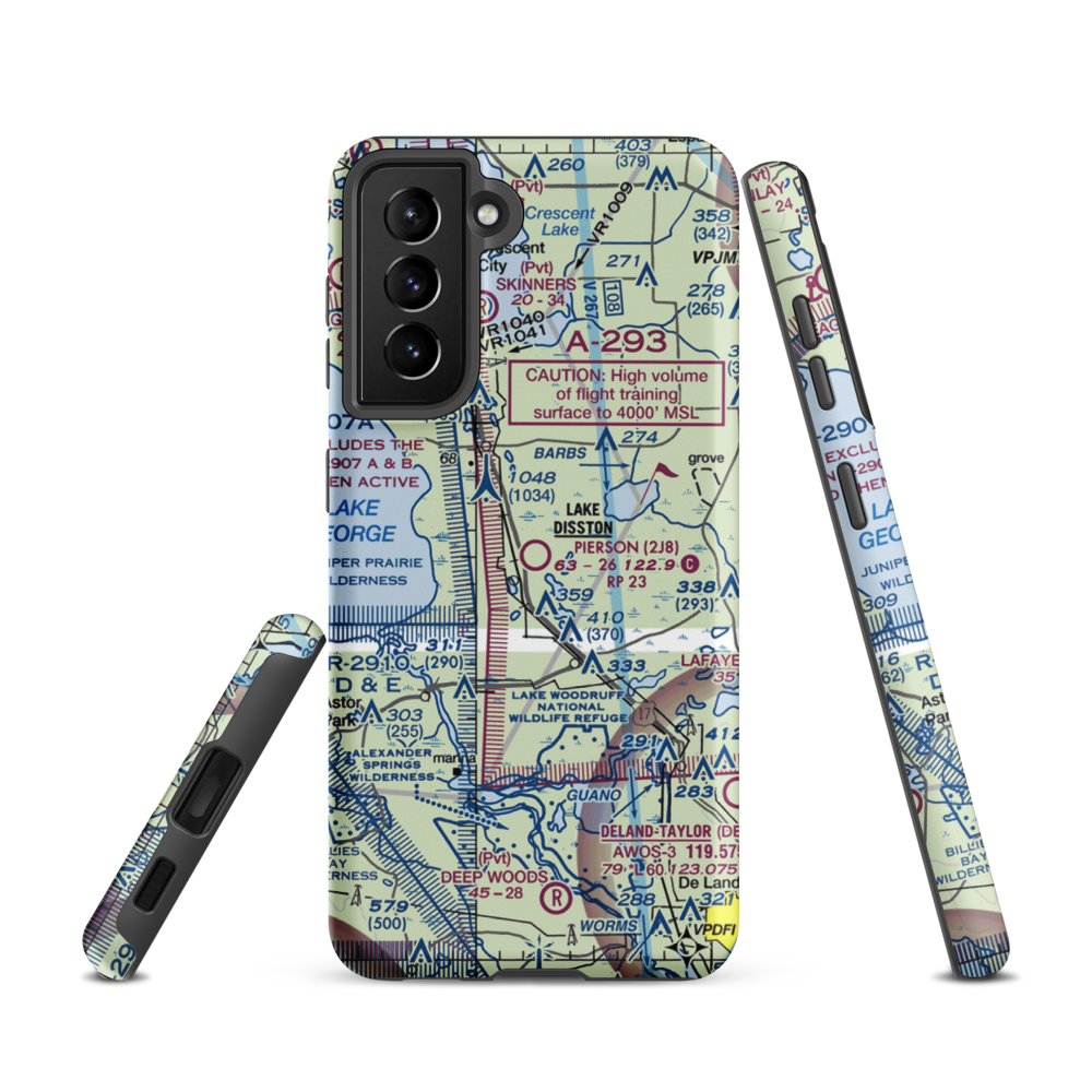 Pierson Municipal Airport (2J8) VFR Sectional Samsung Phone Case Samsung Galaxy S21 model shown