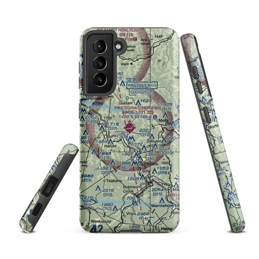 Pike County-Hatcher Field (PBX) VFR Sectional Samsung Phone Case Samsung Galaxy S21 FE model shown