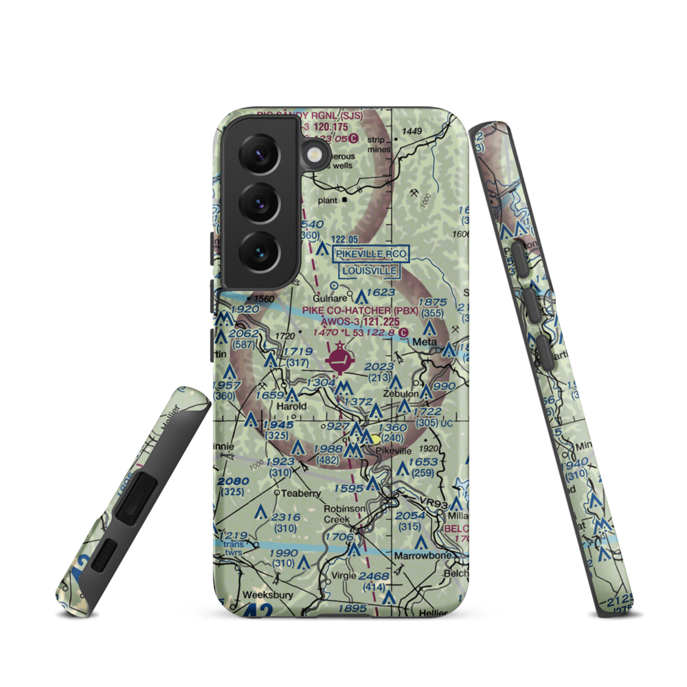 Pike County-Hatcher Field (PBX) VFR Sectional Samsung Phone Case Samsung Galaxy S22 model shown