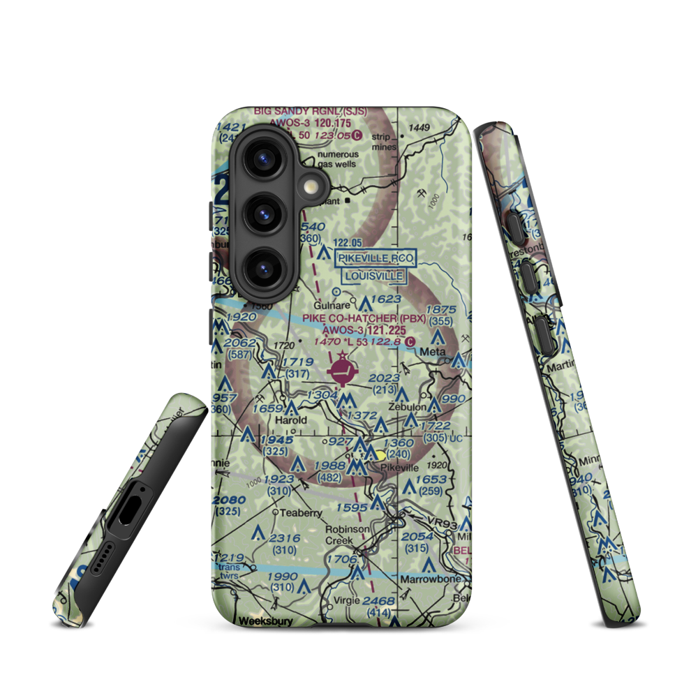 Pike County-Hatcher Field (PBX) VFR Sectional Samsung Phone Case Samsung Galaxy S24 model shown