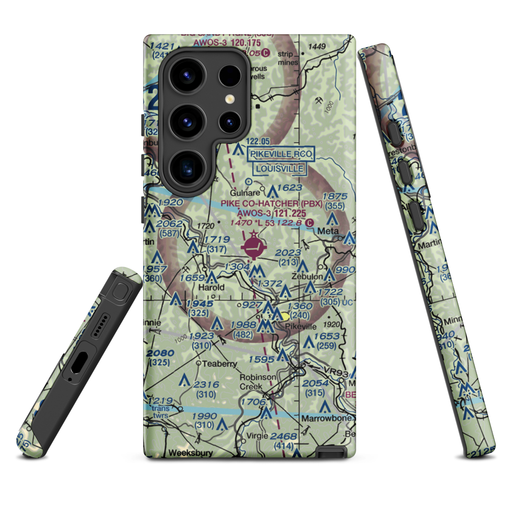 Pike County-Hatcher Field (PBX) VFR Sectional Samsung Phone Case Samsung Galaxy S24 Ultra model shown
