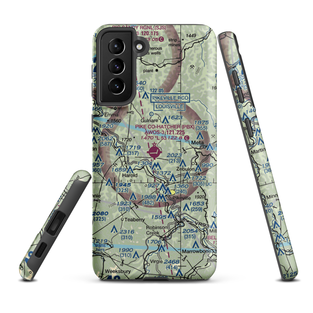 Pike County-Hatcher Field (PBX) VFR Sectional Samsung Phone Case Samsung Galaxy S21 Plus model shown