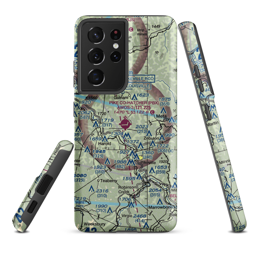 Pike County-Hatcher Field (PBX) VFR Sectional Samsung Phone Case Samsung Galaxy S21 Plus model shown