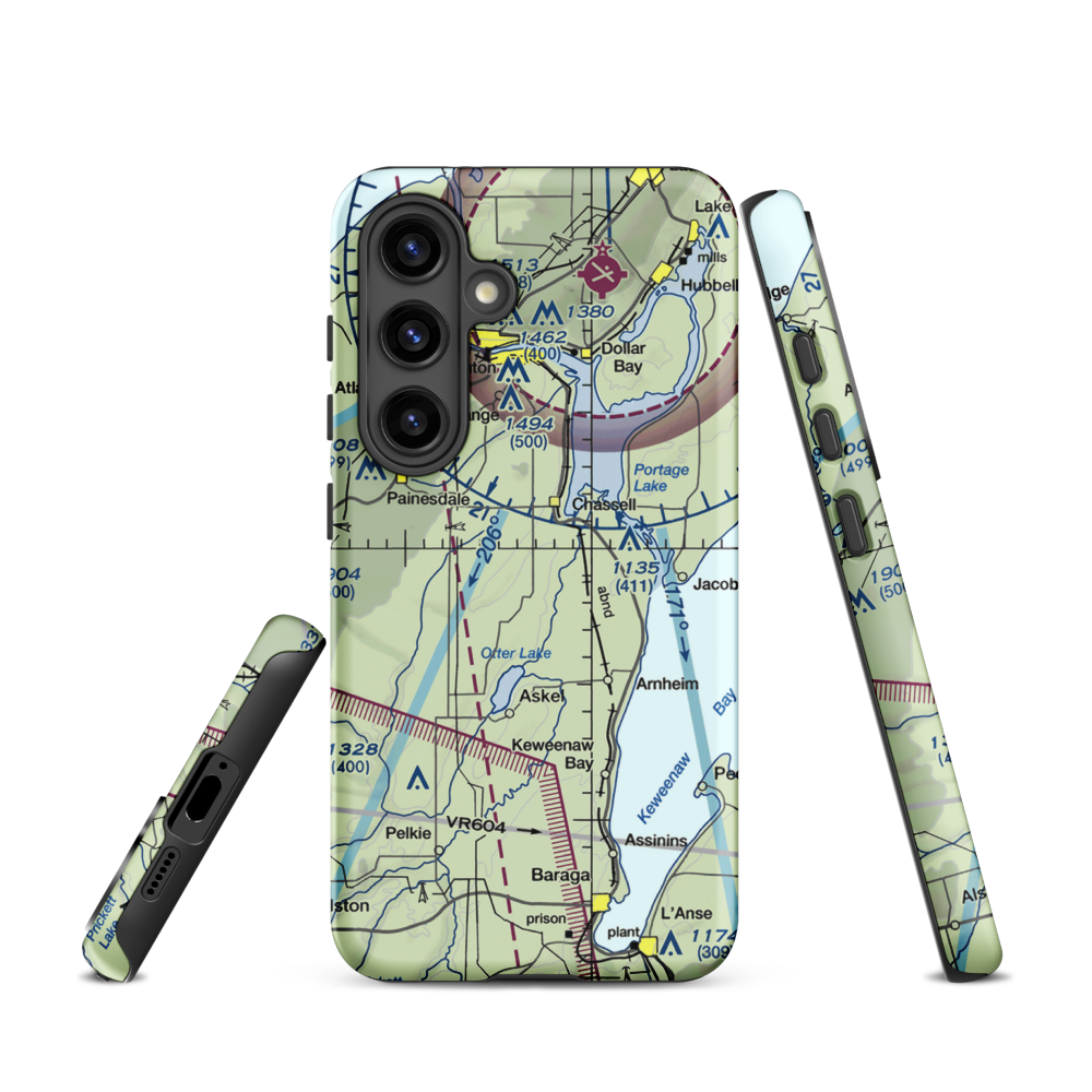 Pike River Landing (79MI) VFR Sectional Samsung Phone Case Samsung Galaxy S24 model shown