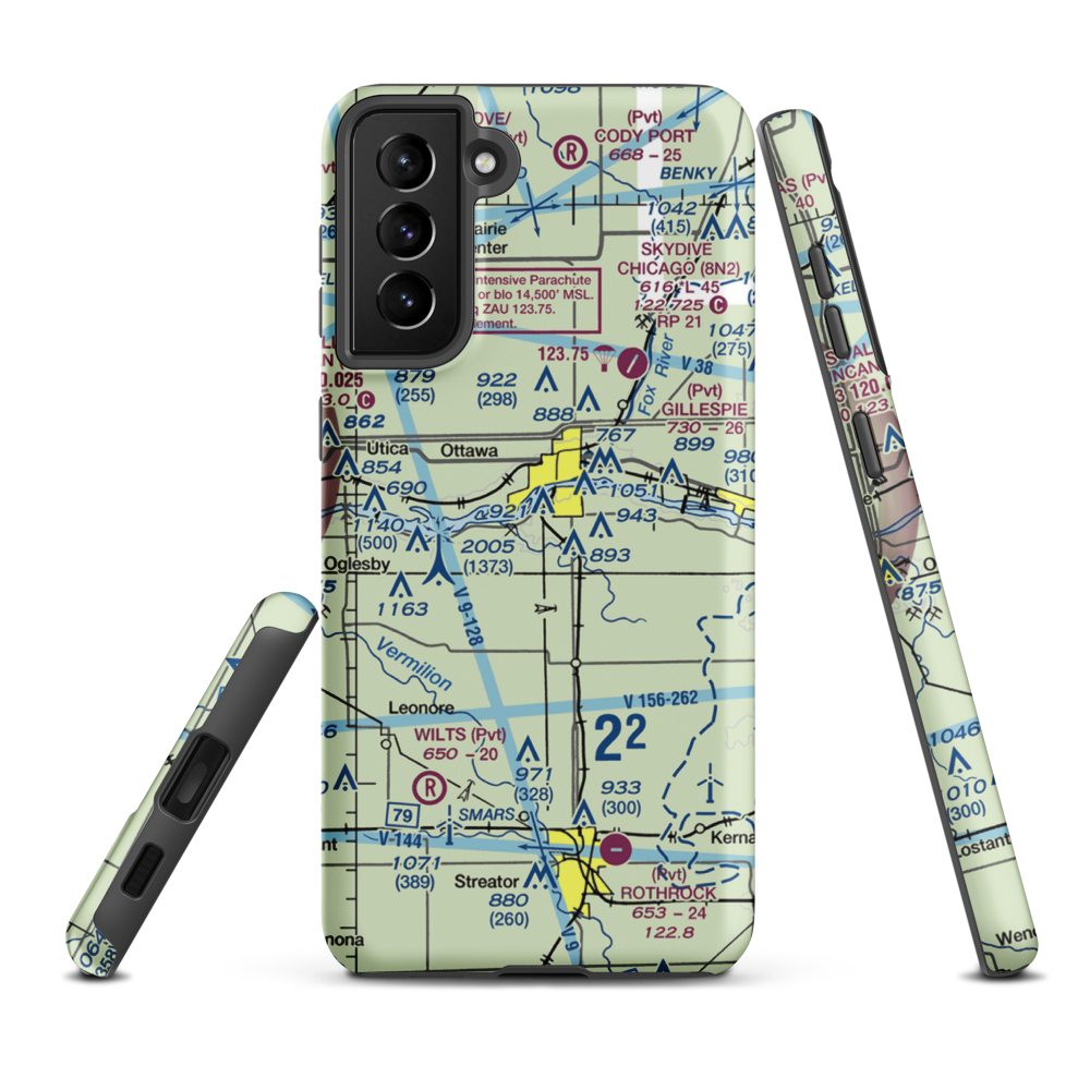 Pike's Airport (22LL) VFR Sectional Samsung Phone Case Samsung Galaxy S21 Plus model shown