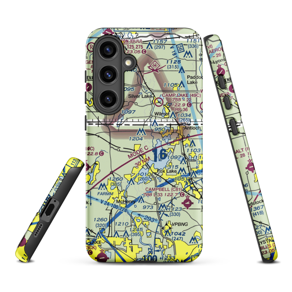 Pillow Hill Airport (3LL4) VFR Sectional Samsung Phone Case Samsung Galaxy S24 Plus model shown
