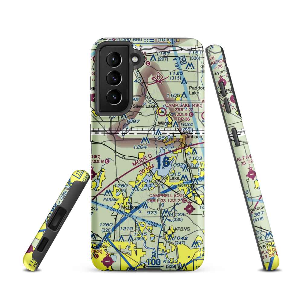 Pillow Hill Airport (3LL4) VFR Sectional Samsung Phone Case Samsung Galaxy S21 model shown