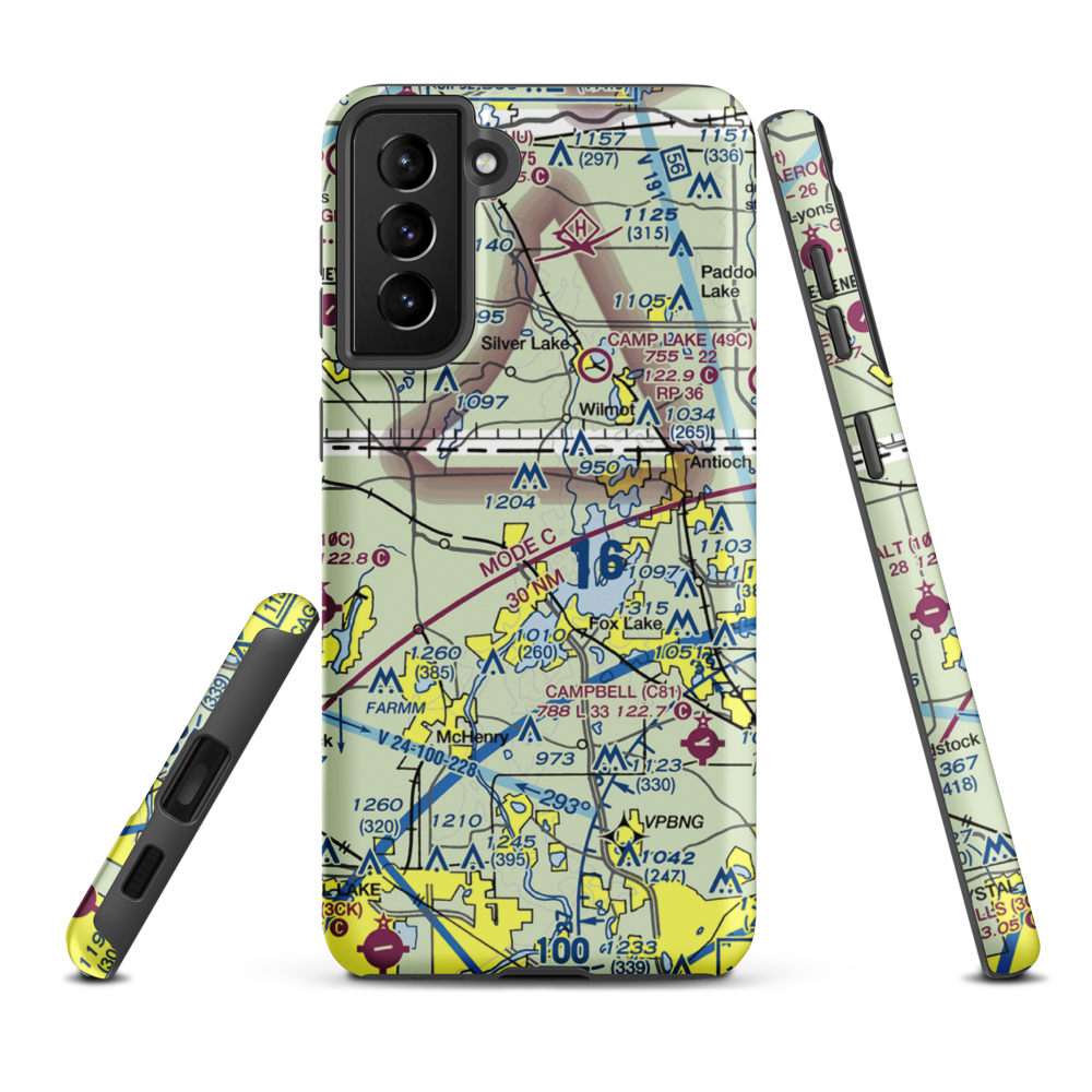 Pillow Hill Airport (3LL4) VFR Sectional Samsung Phone Case Samsung Galaxy S21 Plus model shown