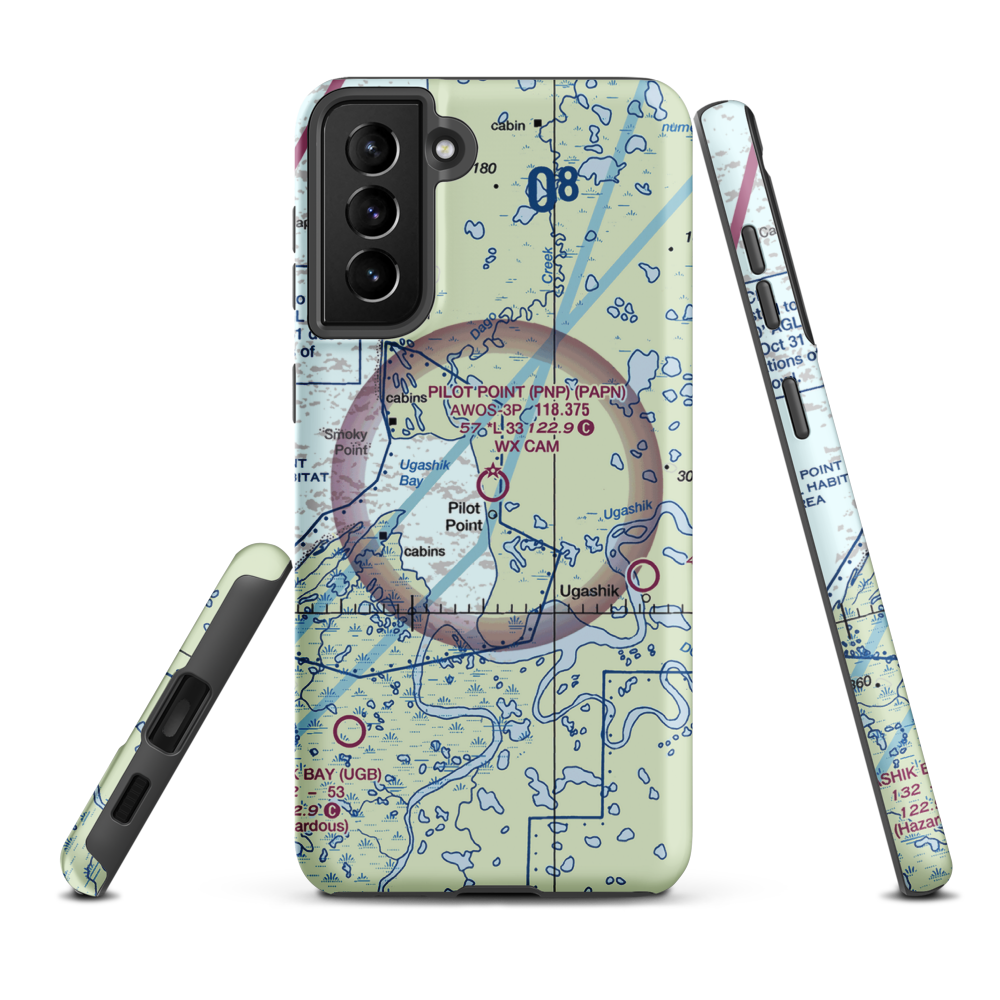 Pilot Point Airport (PNP) VFR Sectional Samsung Phone Case Samsung Galaxy S21 Plus model shown